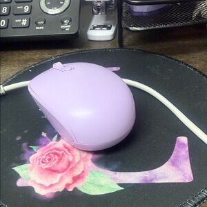 Purple Wired Computer Mouse